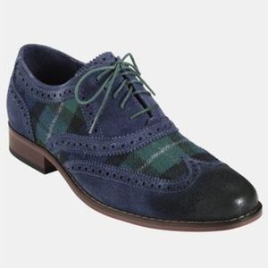 Cole Haan Air Colton Wingtip Oxford Plaid Navy